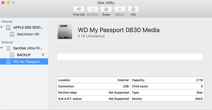i cannot see my wd passport configured for exfat connected through a router from a mac
